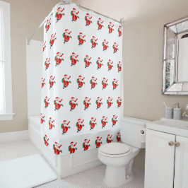 Cortina Para Box Christmas Shower Curtain Santa Claus with Gifts