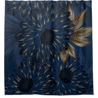 Cortina Para Box Chrysanthemum desenhado à mão, elegante padrão flo