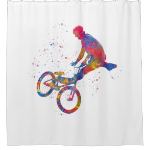 Cortina Para Box Ciclista de competição bmx en acuarela