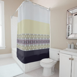 Cortina Para Box Cinza bege E Roxo