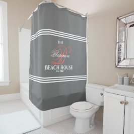 Cortina Para Box Cinza e Coral Banho inicial da família das faixas 