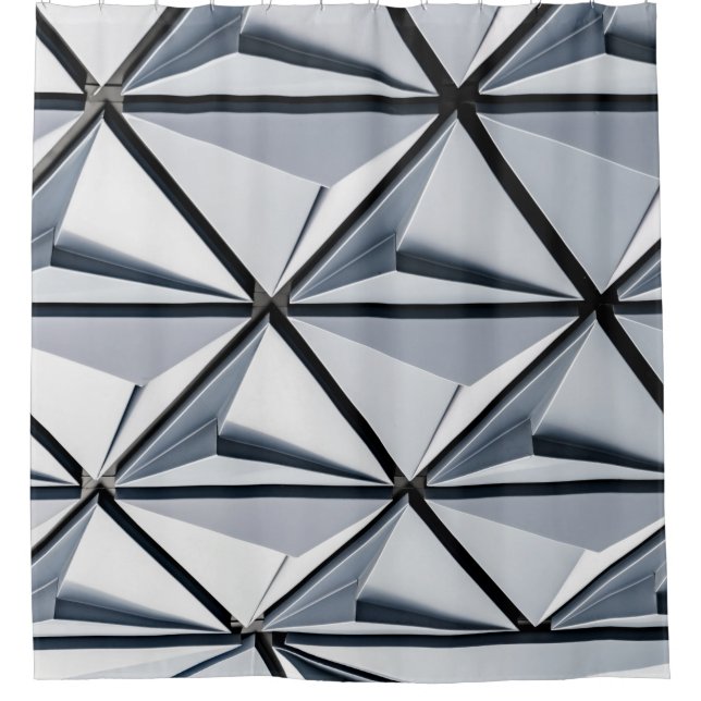 Cortina Para Box Cinza e papel de parede digital preto (Frente)