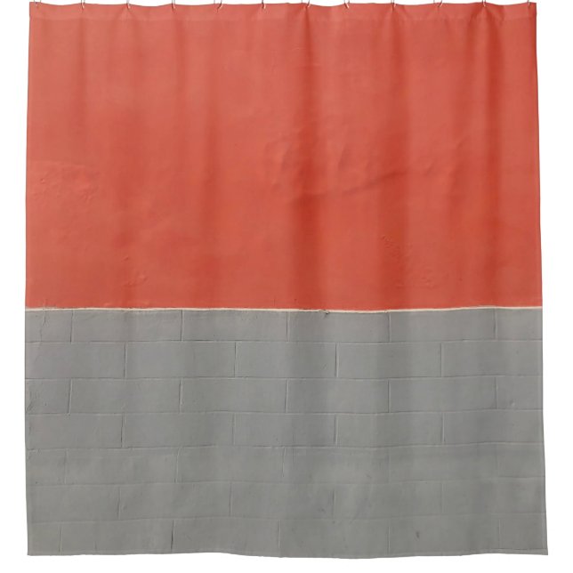 Cortina Para Box Cinza e parede pintada de laranja (Frente)