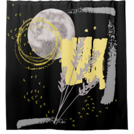 Cortina Para Box Cinza Moon e abstrato de aquarela