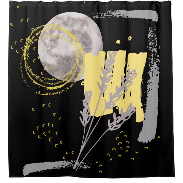 Cortina Para Box Cinza Moon e abstrato de aquarela (Frente)