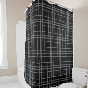 Cortina Para Box Cinza No Design Do Padrão De Xadrez Do Tartan Pret