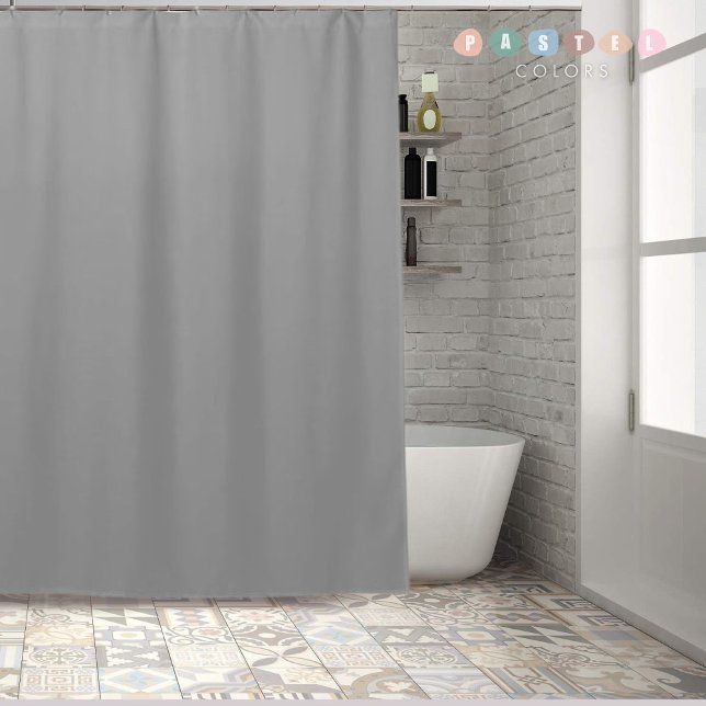 Cortina Para Box Cinza Pastel Aço Cinza Claro Sólido e Suave (Solid Soft Light Gray Pastel Steel Grey Color Shower Curtain
)