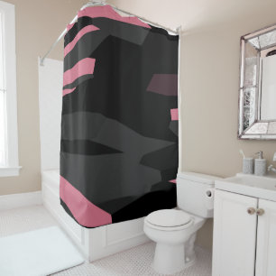 Cortina Para Box Cinza rosa e Abstrato preto