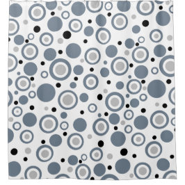 Cortina Para Box Cinzas Negras de Bolinhas