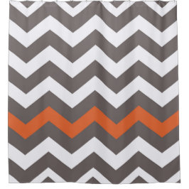 Cortina Para Box Cinzas Zigzags com Destaque Laranja