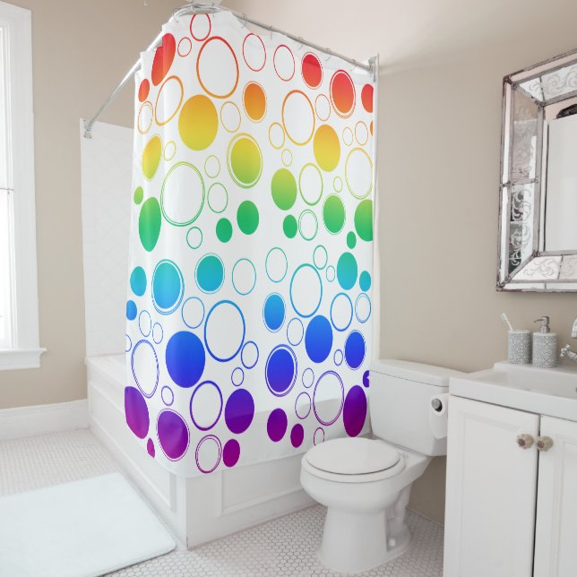 Cortina Para Box Círculos, Bolhas, Cores arco-íris (In Situ)