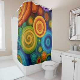 Cortina Para Box Círculos concêntricos abstratos em multicolor vibr