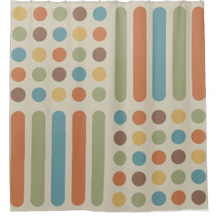 Cortina Para Box Círculos do século médio com cores múltiplas 1