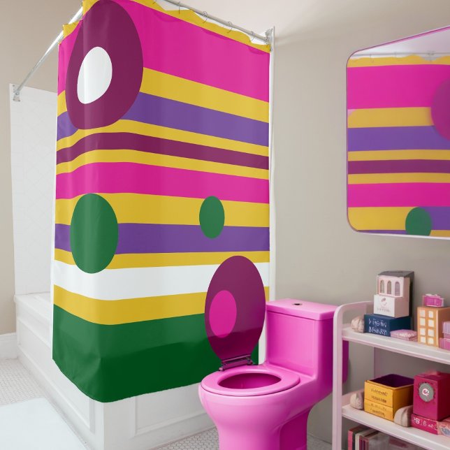 Cortina Para Box círculos e faixas ousadas modernas (Criador carregado)