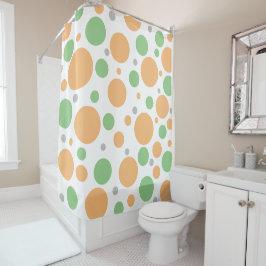 Cortina Para Box Círculos Geométricos Laranja Verde Prata