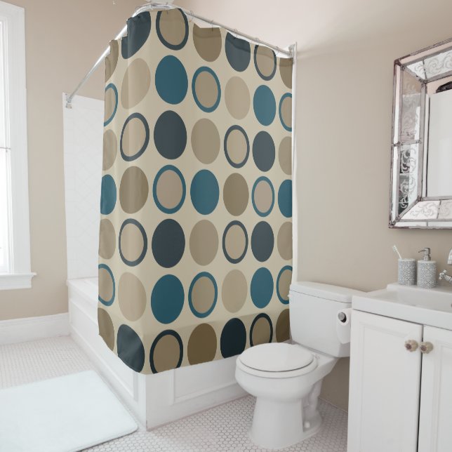 Cortina Para Box Círculos Teais e Toucáveis (In Situ)