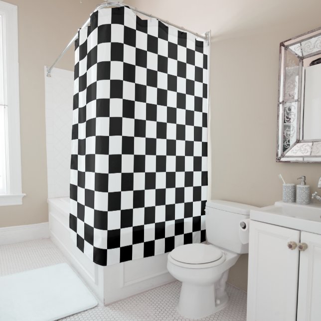 Cortina Para Box Classic black checkerboard (In Situ)