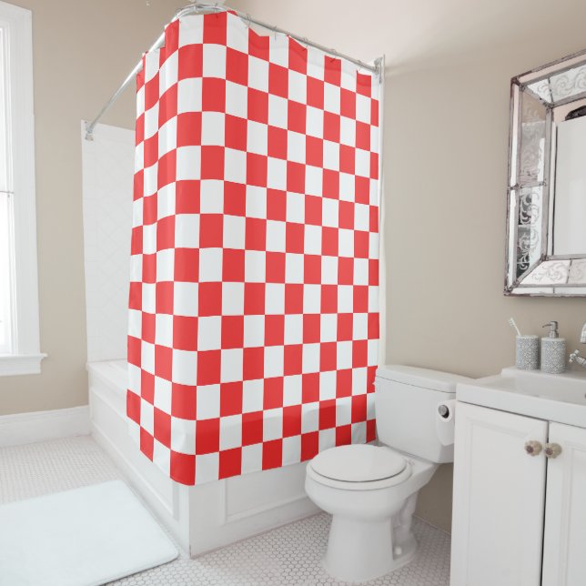 Cortina Para Box Classic visual red checkerboard  (In Situ)