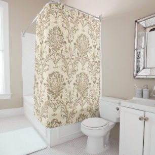 Cortina Para Box Clássico Beige Damask