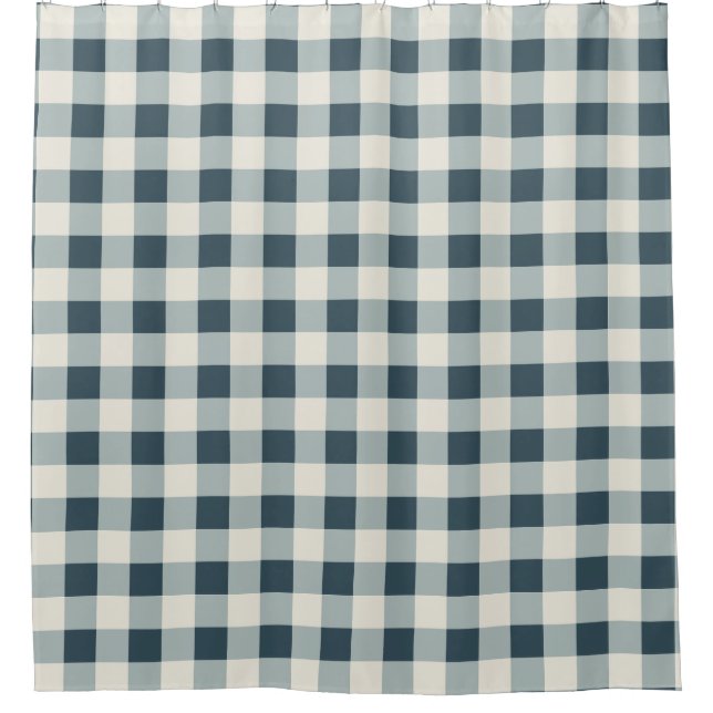 Cortina Para Box Clássico Blue Farmhouse Gingham Style (Frente)