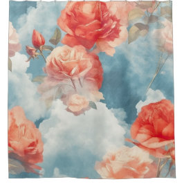 Cortina Para Box Clássicos - Rosa Floral Fantasia e Rosas vermelhas