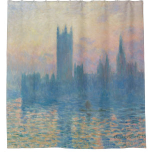 Cortina Para Box Claude Monet Casas do Parlamento Pôr do Sol