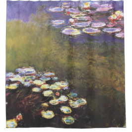 Cortina Para Box Claude Monet, Nenúfares, sobre Verde e Roxo