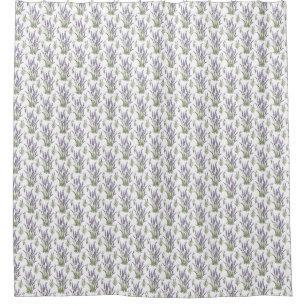 Cortina Para Box ClipArt de Cores de Água de lavanda, Padrão Flora