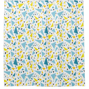 Cortina Para Box Clique no design favorito Triângulo amarelo e azul