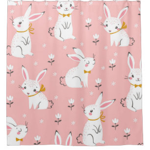 Cortina Para Box Coelhinhos Brancos: Floral Bonita Sem Semente