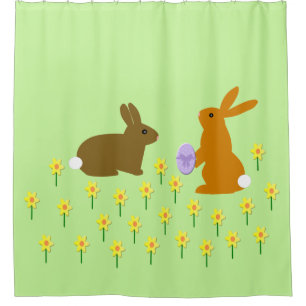 Cortina Para Box Coelhinhos de Páscoa e Daffodils