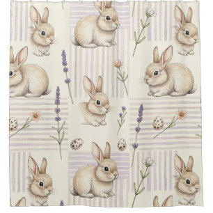 Cortina Para Box Coelho da Páscoa com Ovos Padrão Pastel de Primave