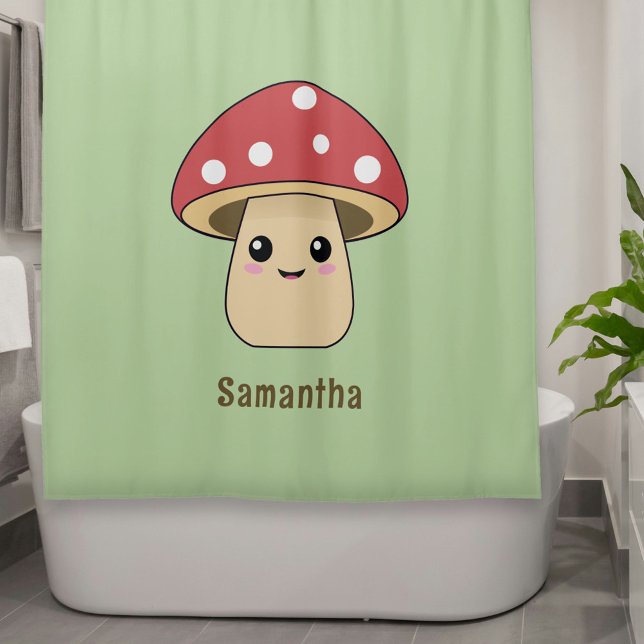 Cortina Para Box Cogumelo (Cute Mushroom Shower Curtain)