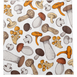 Cortina Para Box Cogumelos desenhados à mão: fundo de comida.