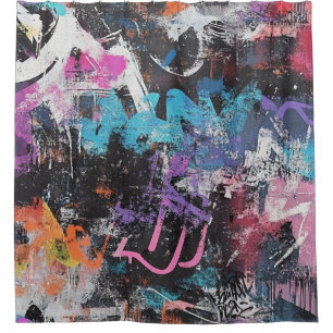 Cortina Para Box Colagem de Grafite Urbana com Cores Intensas Pint