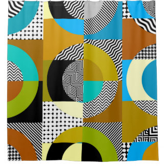 Cortina Para Box Colagem geométrica: círculos, padrão de colheita.