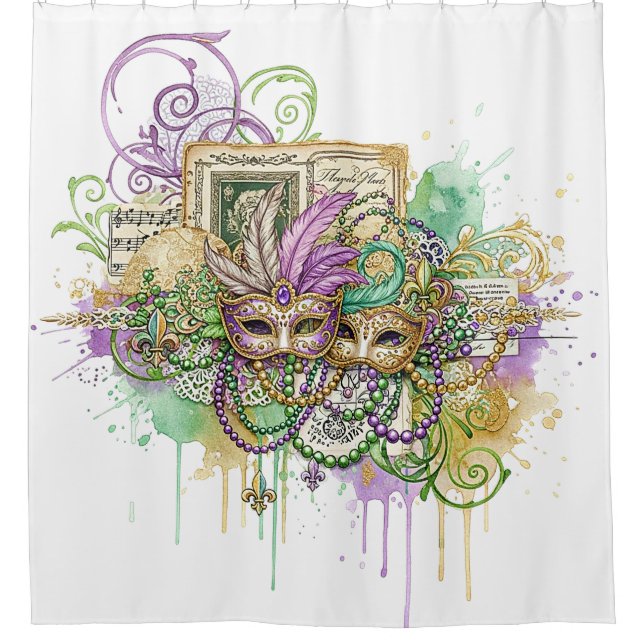 Cortina Para Box Colagem Splatter Mardi Gras (Frente)