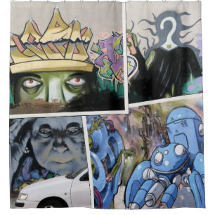 Cortina Para Box Colagem suja colorida da arte da rua