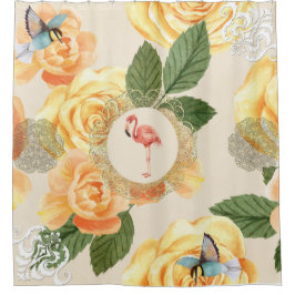 Cortina Para Box Colagem Vintage Retro com rendas e flores