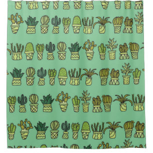 Cortina Para Box Coleção De Cactus: Conjunto De Portas Desenhado À
