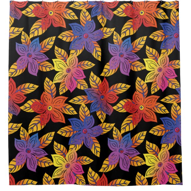 Cortina Para Box Colorful Warm Flowers (Frente)