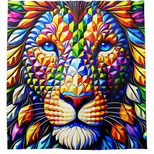 Cortina Para Box Colorida Artsy Lion (Frente)