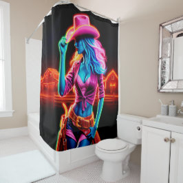 Cortina Para Box Colorida garota ocidental com chapéu de cowboy ros