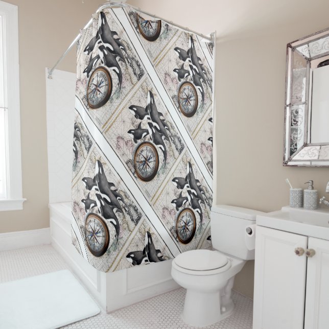 Cortina Para Box Compasso náutico da orca (In Situ)