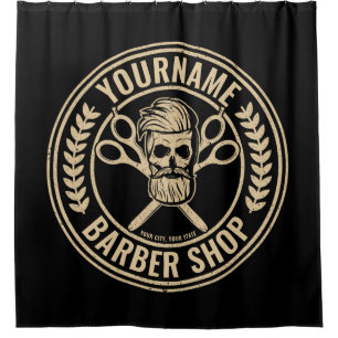 Cortina Para Box Compro de Barber Personalizado Skull Rockabilly Sa