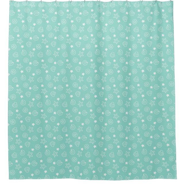 Cortina Para Box Conchas de conchas e Starfish Padrão de palha (Frente)