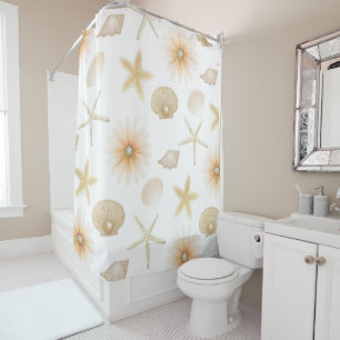 Cortina Para Box Conchas e Flores de Peach Beach Estilo Glam Modern