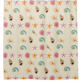 Cortina Para Box Conchas e Plumeria