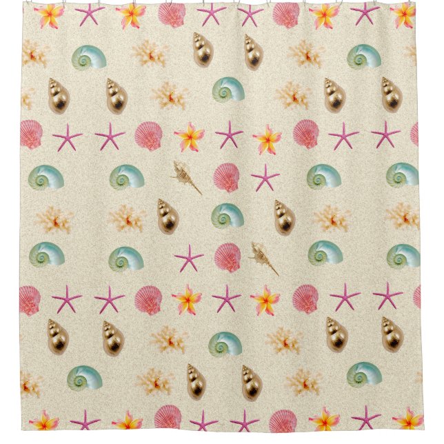 Cortina Para Box Conchas e Plumeria (Frente)