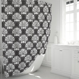 Cortina Para Box Conchas Marinhas Preto e Branco Costeiras